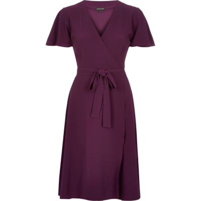 Purple wrap midi dress